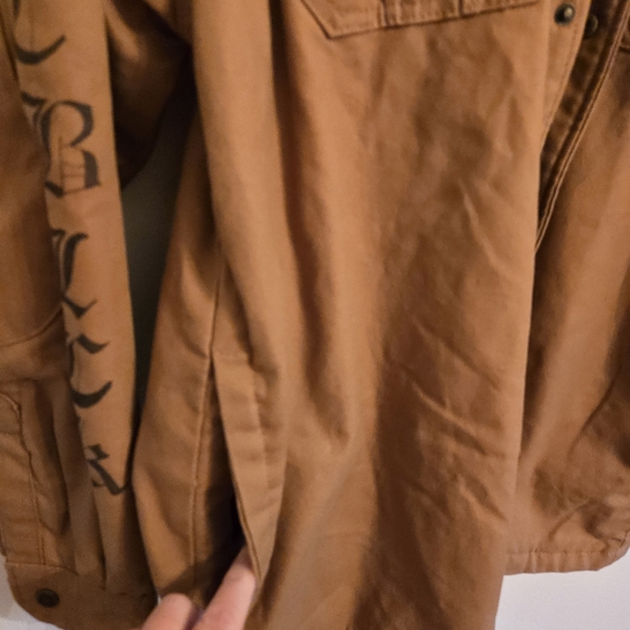 Dickies Upcycled Tan Utility Jacket Streetwear Grunge Art To Wear XL - Picture 4 of 10